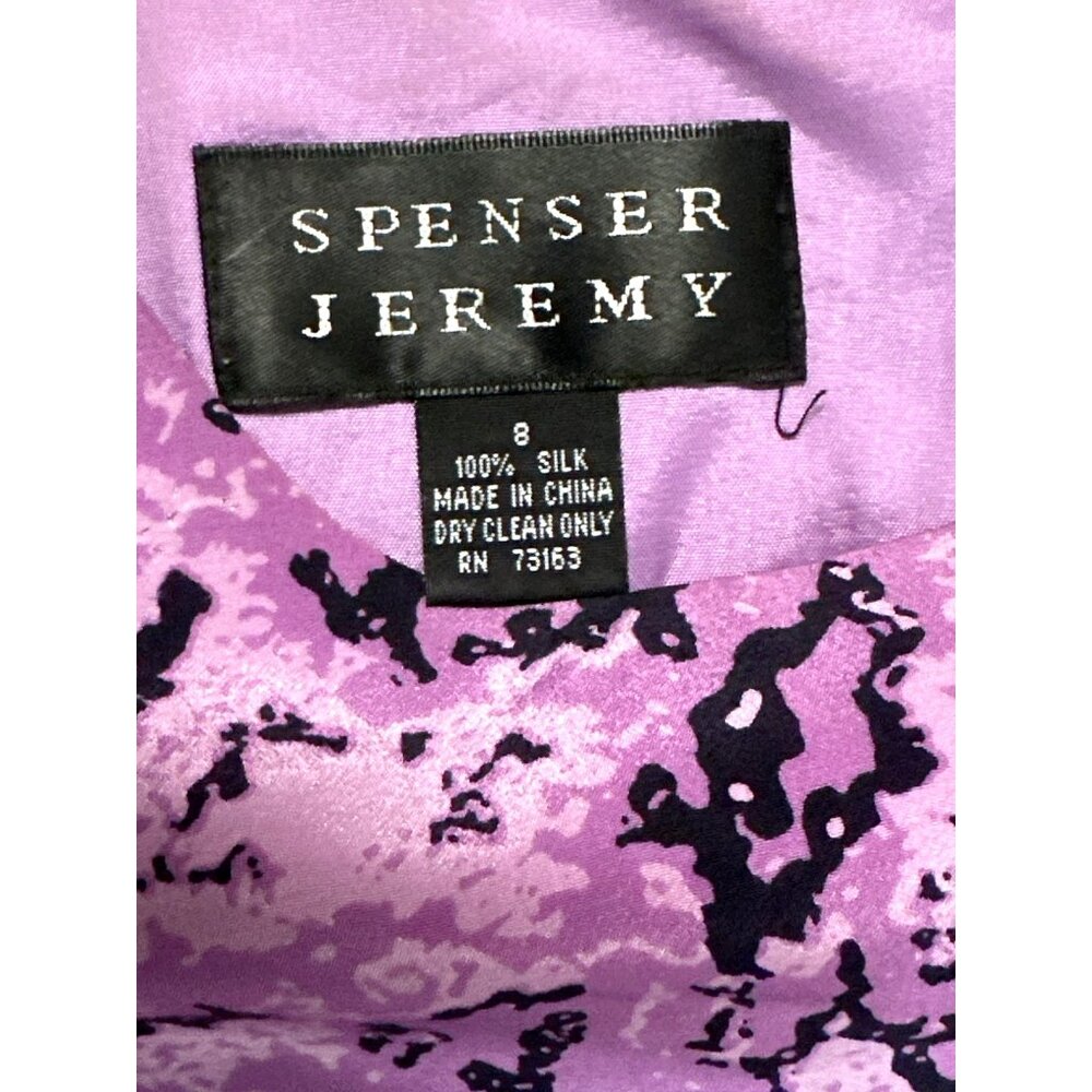All Silk Vintage Dress by Spencer Jeremy 8 Purple Abstract Print Maxi Cocktail - Picture 9 of 11